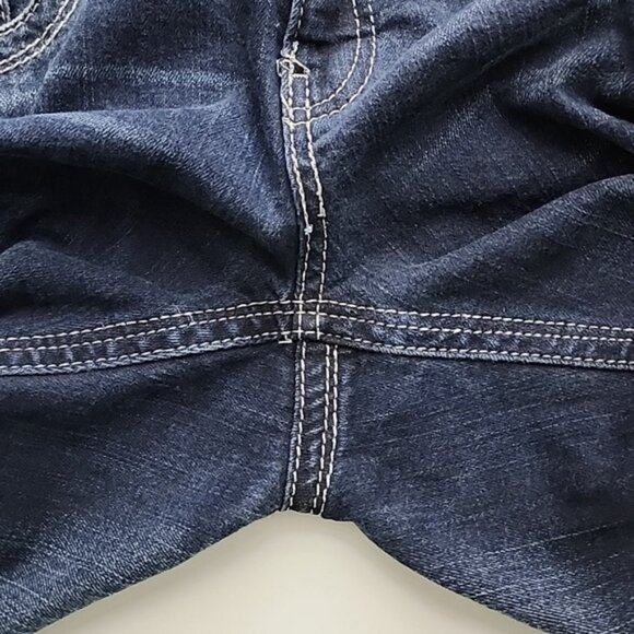 Daytrip Women's Virgo Bootcut Dark Blue Demin Jeans Faded Gold Stitch Size 28XL - Picture 6 of 16